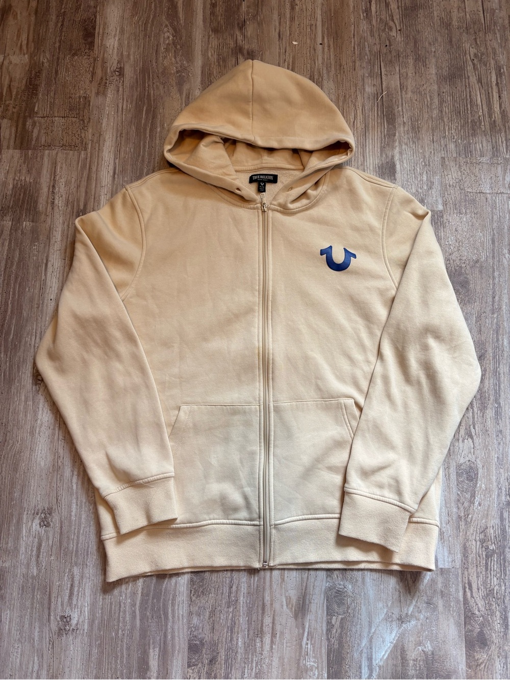 True Religion Beige Zip-Up Hoodie